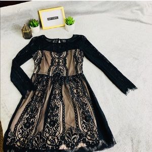 NWOT A. Byer Black Long Sleeve Laced Dress